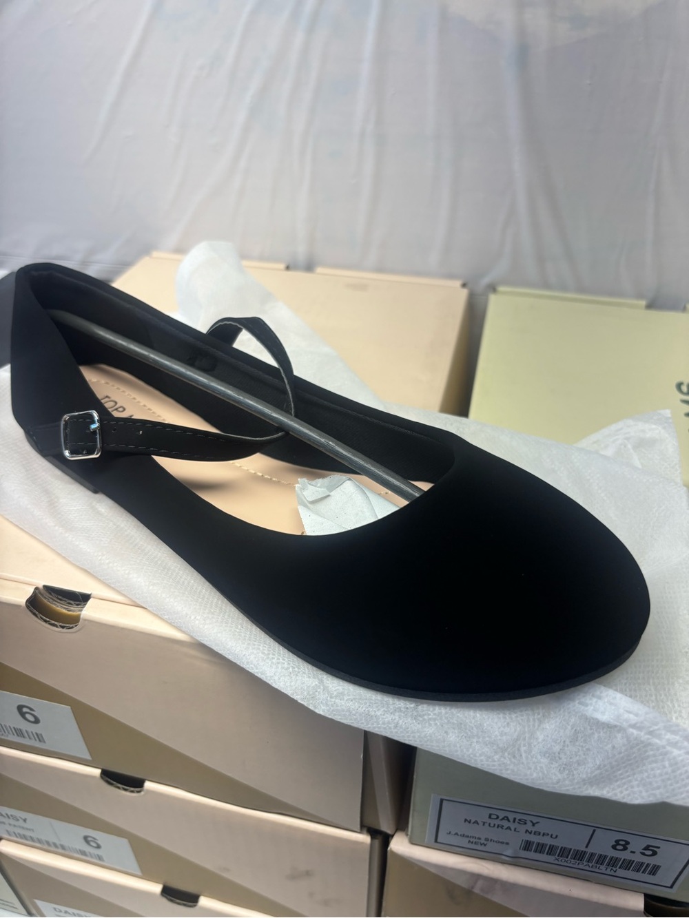 TOP Moda Black Mary Jane Flat with Ankle Strap
